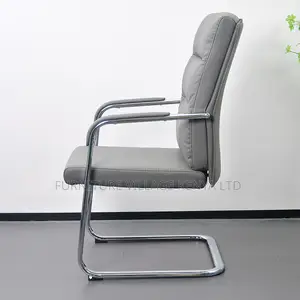 Gray Director's Leather Office Guest Chair