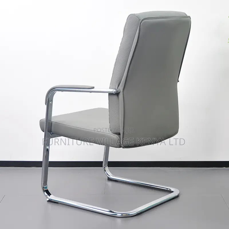 Gray Director's Leather Office Guest Chair