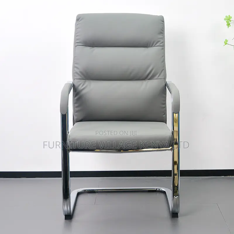 Gray Director's Leather Office Guest Chair