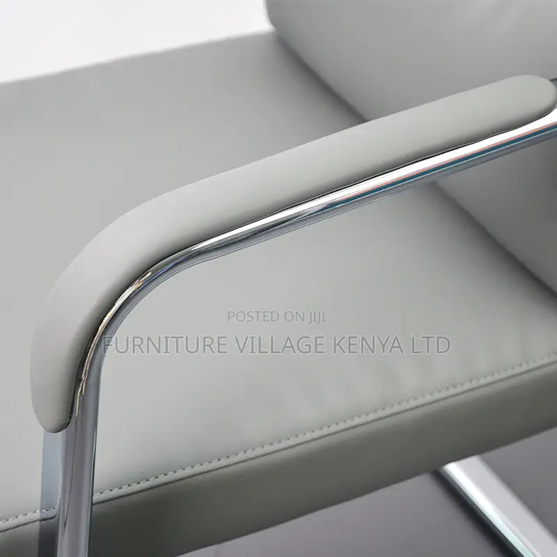 Gray Director's Leather Office Guest Chair