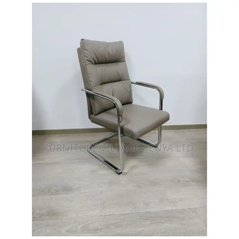 Gray Director's Leather Office Guest Chair