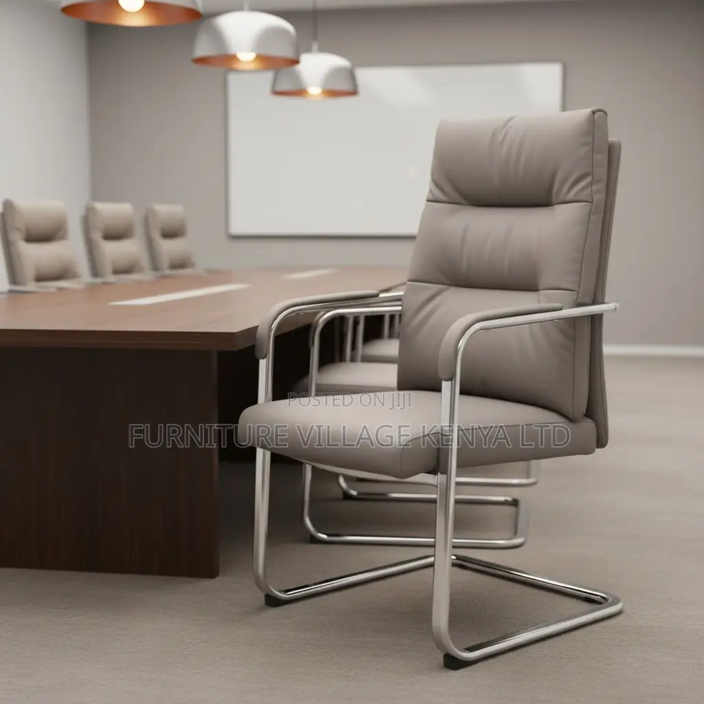 Gray Director's Leather Office Guest Chair