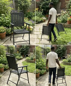 Sleek Black Metal Folding Outdoor Chair