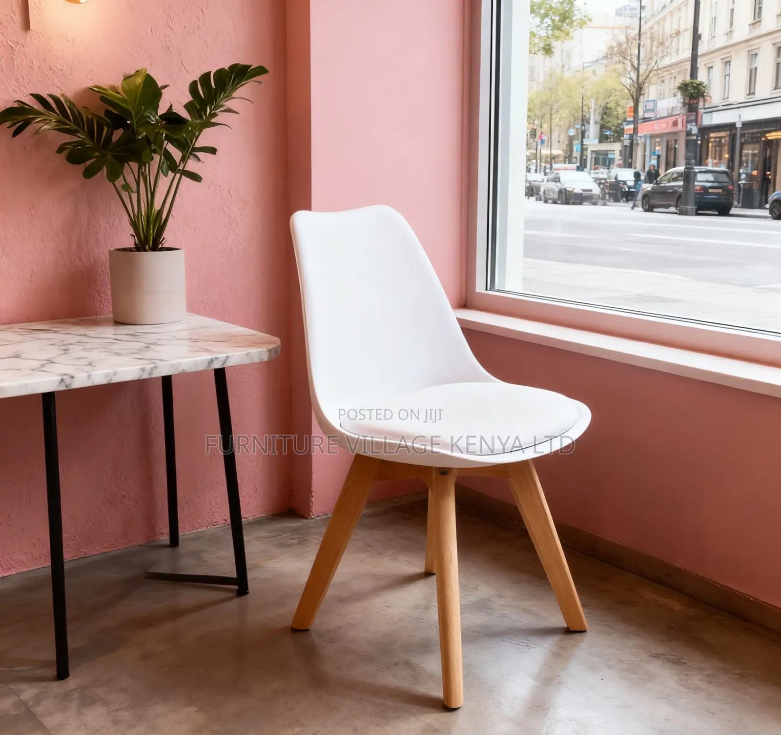 Armless Eames Leather Padded Dining Chair