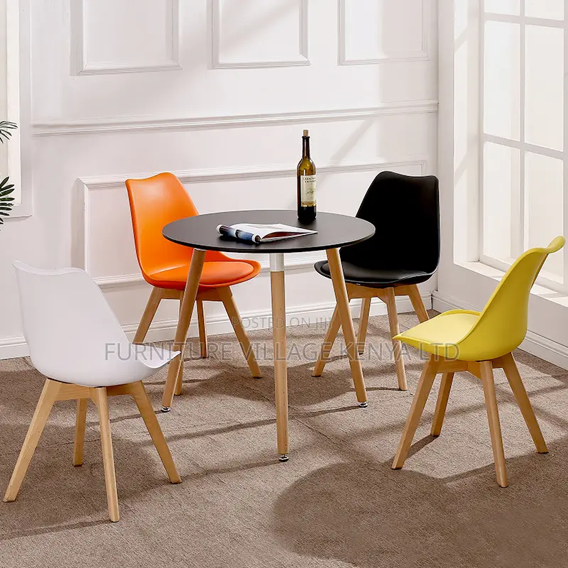 Armless Eames Leather Padded Dining Chair