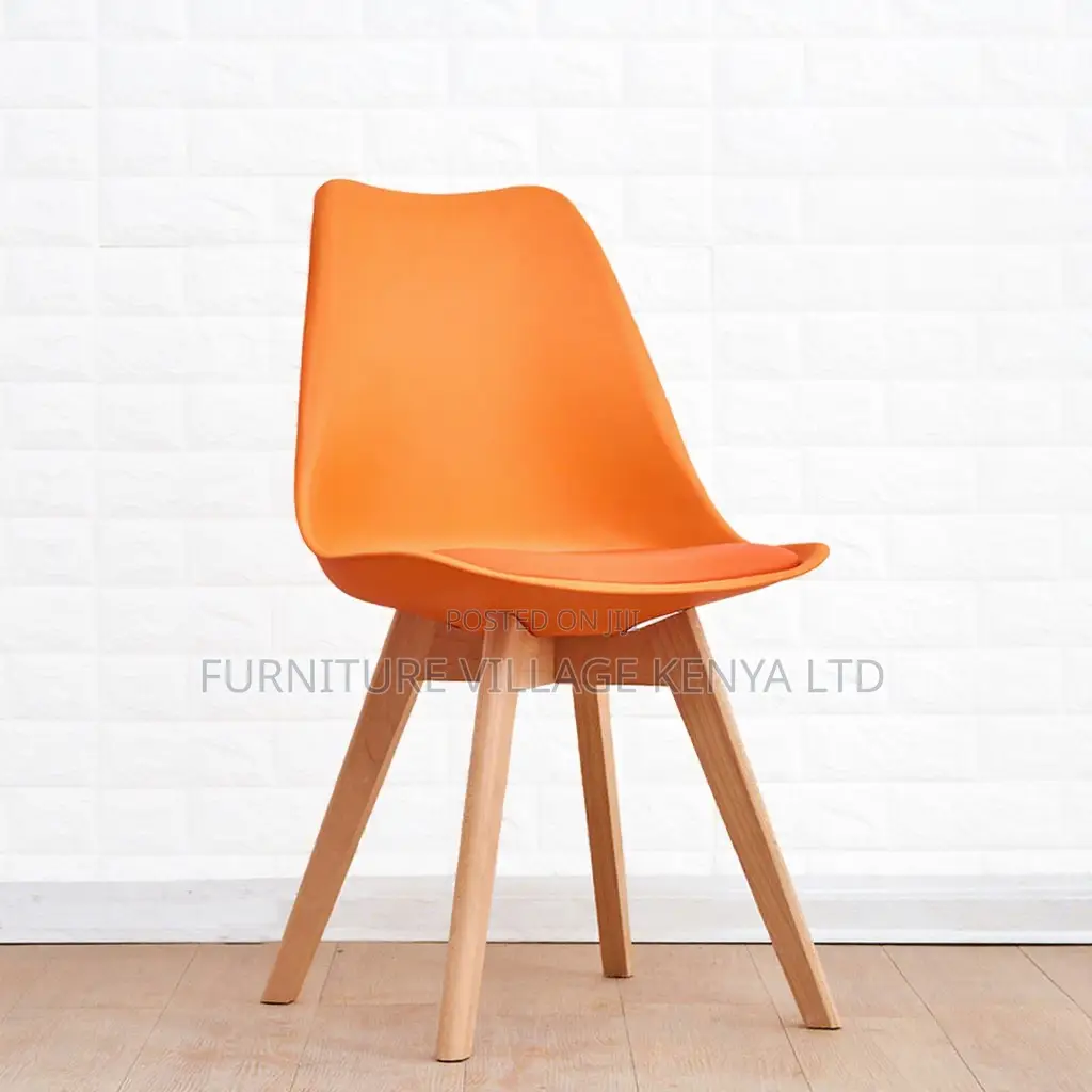 Armless Eames Leather Padded Dining Chair