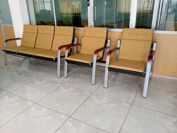 Executive Leather Brown Waiting Link Chairs