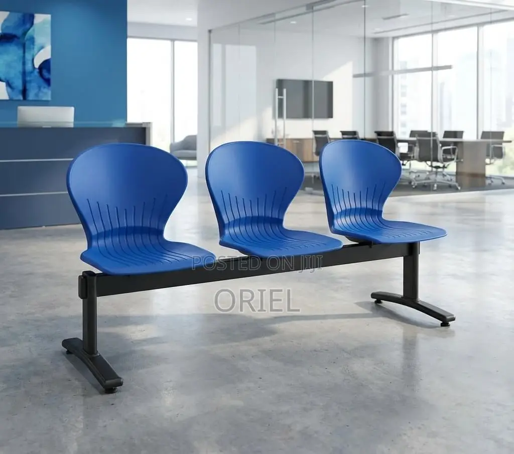 Office Bench : 3-Seater Plastic Lobby Waiting Area Bench