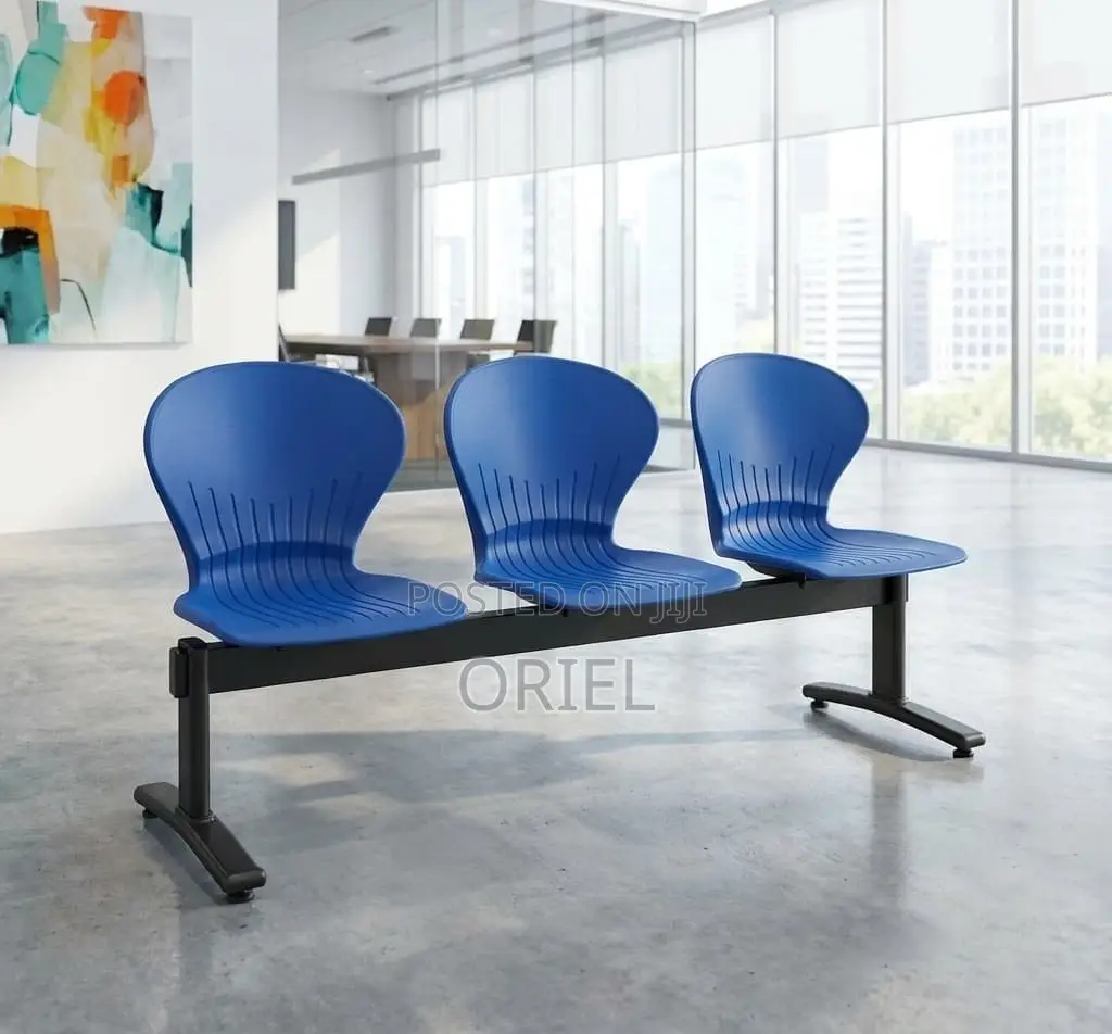 Office Bench : 3-Seater Plastic Lobby Waiting Area Bench