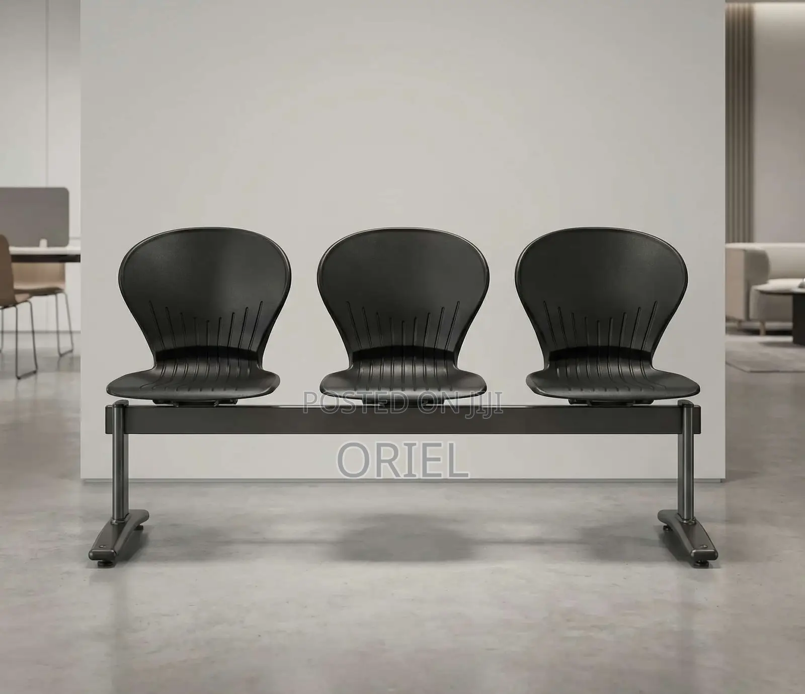 Office Bench : 3-Seater Plastic Lobby Waiting Area Bench