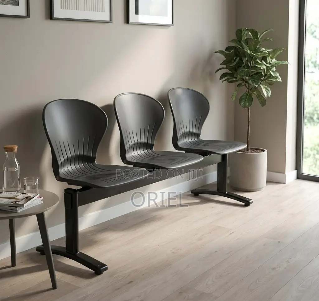 Office Bench : 3-Seater Plastic Lobby Waiting Area Bench