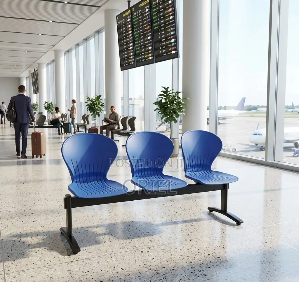 Office Bench : 3-Seater Plastic Lobby Waiting Area Bench