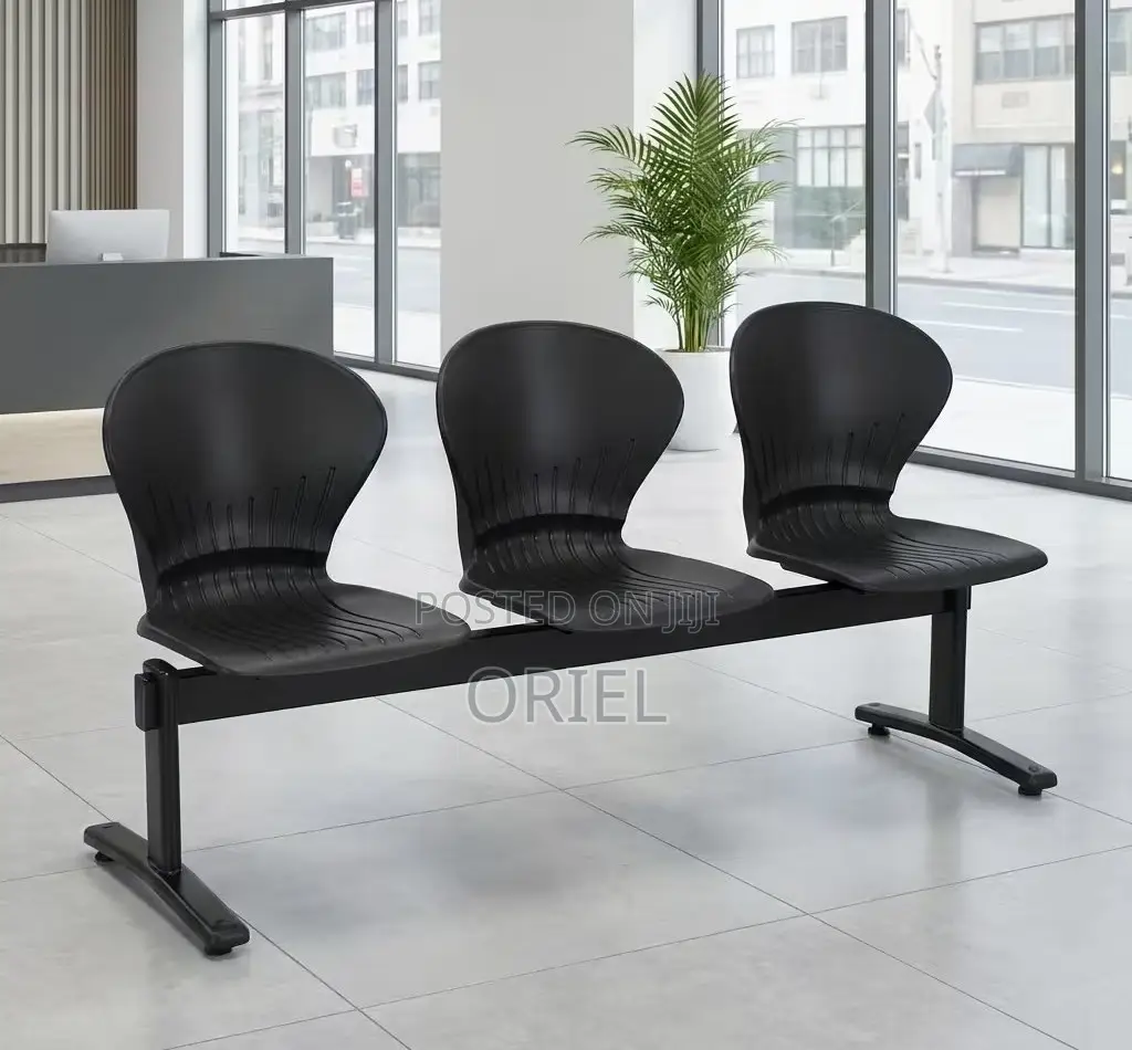 Office Bench : 3-Seater Plastic Lobby Waiting Area Bench