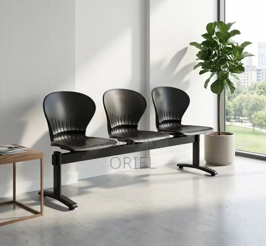 Office Bench : 3-Seater Plastic Lobby Waiting Area Bench