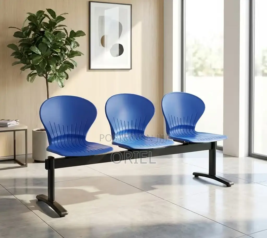 Office Bench : 3-Seater Plastic Lobby Waiting Area Bench