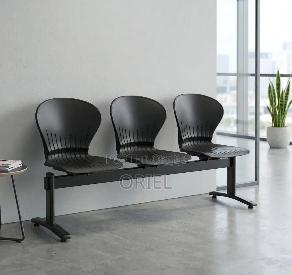 Office Bench : 3-Seater Plastic Lobby Waiting Area Bench