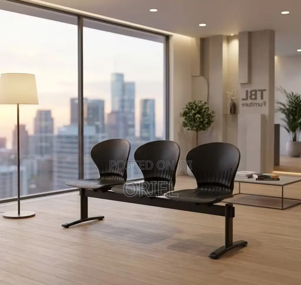 Office Bench : 3-Seater Plastic Lobby Waiting Area Bench