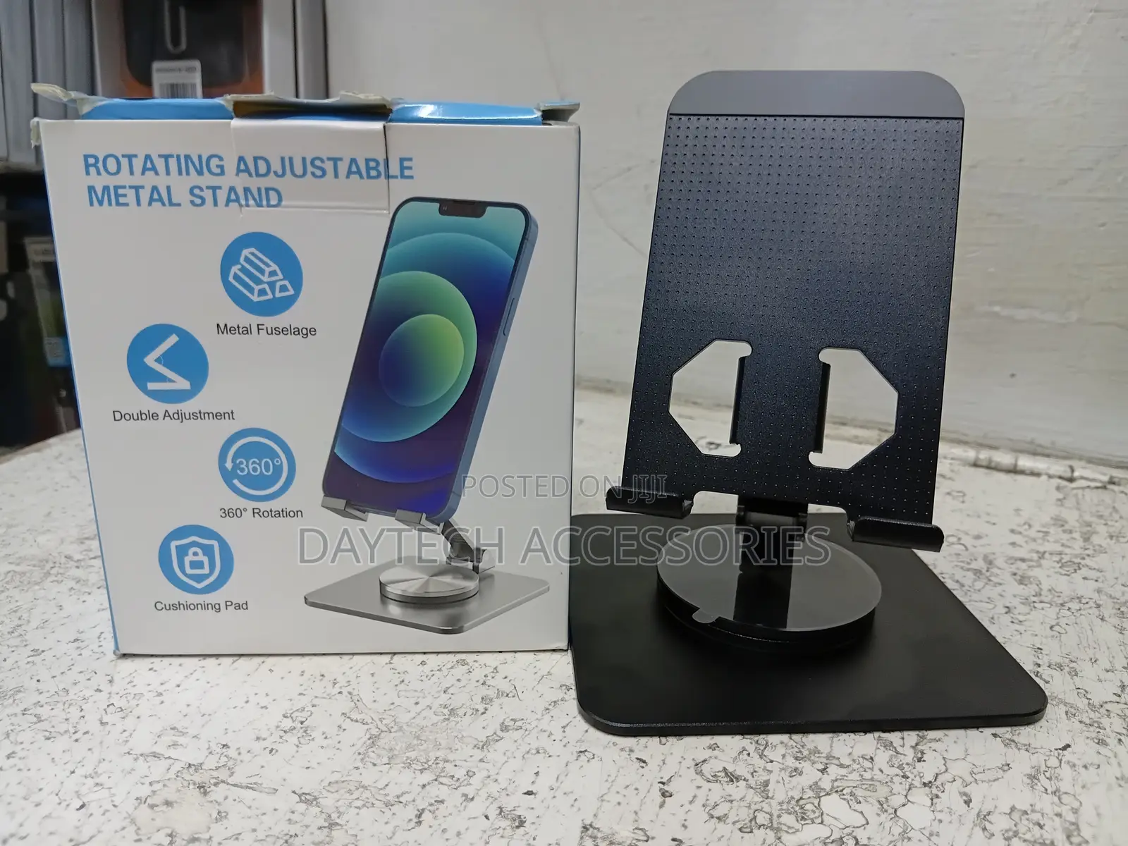 360 Rotation Aluminum Phone Holder - Adjustable Stand for 4-7" Devices