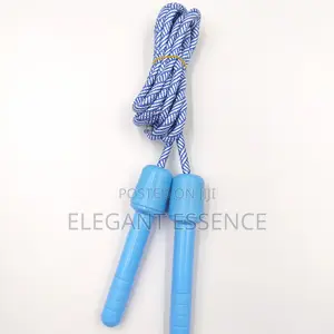 Pp Plastic Handle Polyester Cotton Braided Rope Kids Skipping Rope