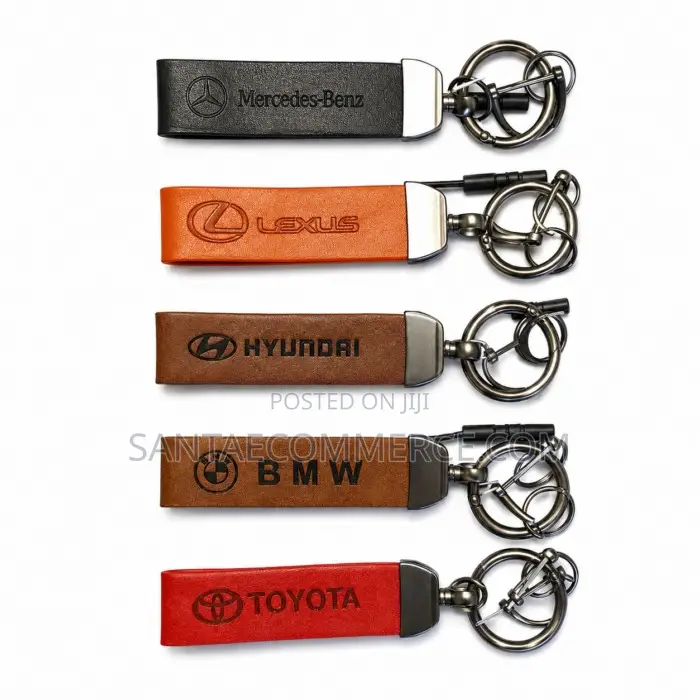 Luxury Leather Car Logo Keychain With Metal Ring