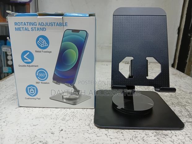 360° Degree Rotating Phone Holder Stand - Black - thumbnail 2