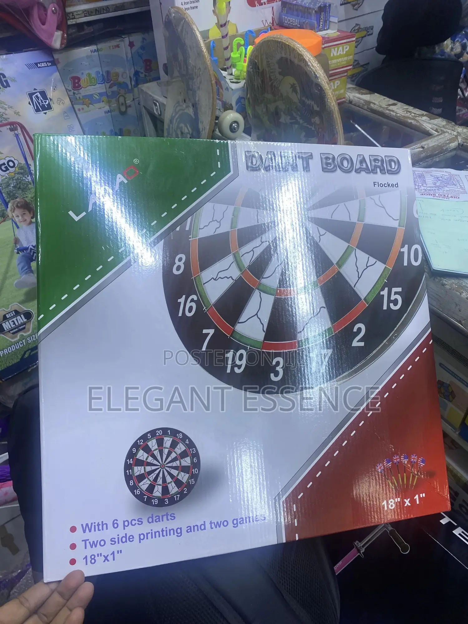 Professional Dartboard Double Sided 18" Dart Game Set Target 6 Darts