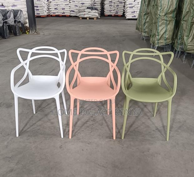 Dining Chair: Ventilated Cat-Ear Plastic Stackable Chair - thumbnail 2