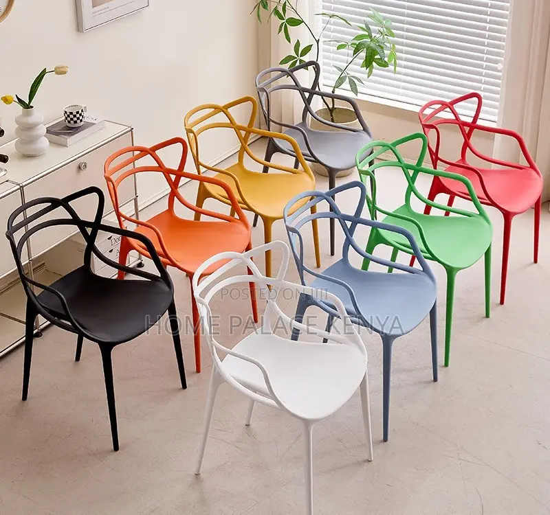 Dining Chair: Ventilated Cat-Ear Plastic Stackable Chair