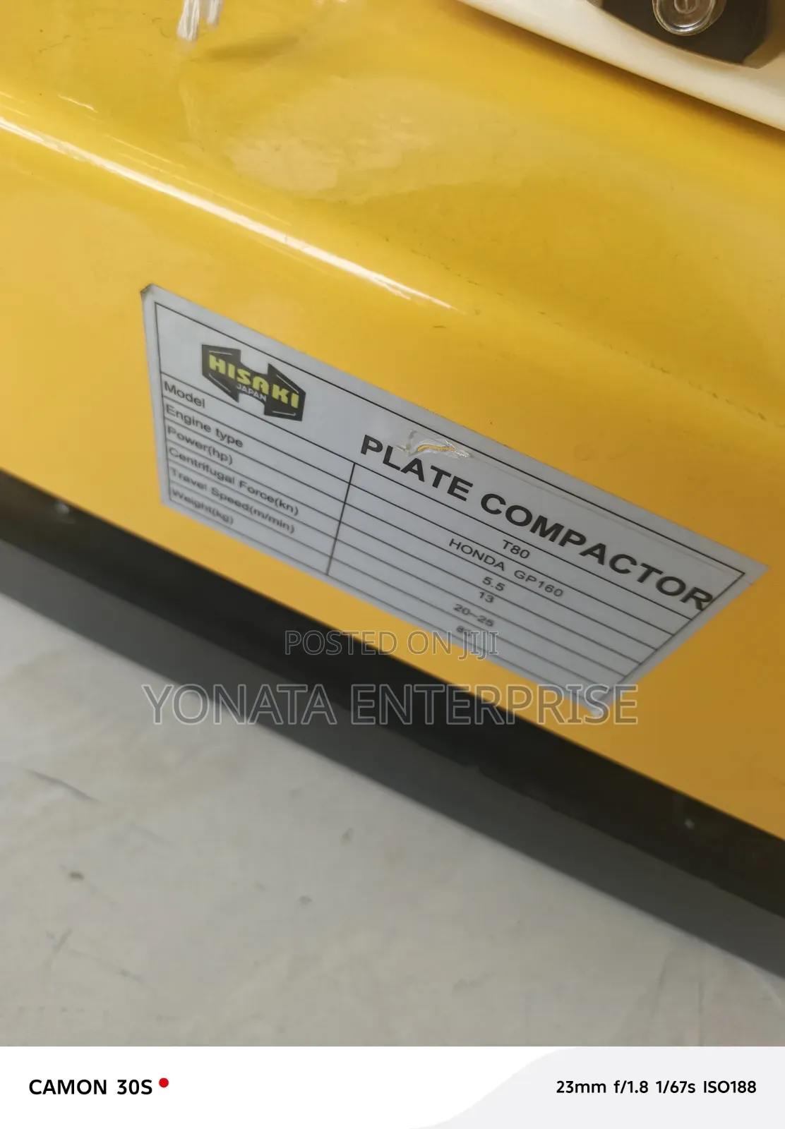 Hisaki Japan 80kgs Plate Compactor With Gp160 Honda Engine