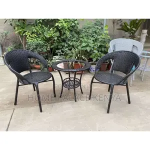 Outdoor Set: Stylish Plastic Weave Rattan Chair and Table