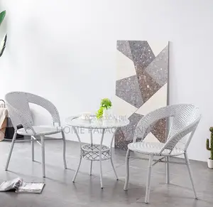 Outdoor Set: Stylish Plastic Weave Rattan Chair and Table