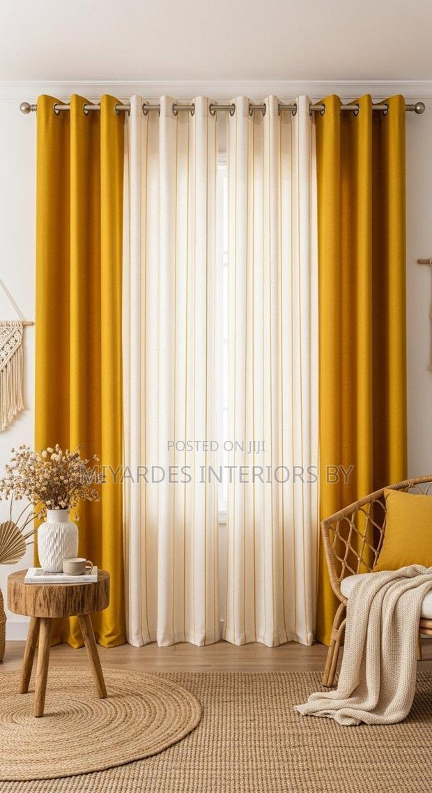 Mustard Blackout Curtains for Living Room; Custom Made Luxury Finish