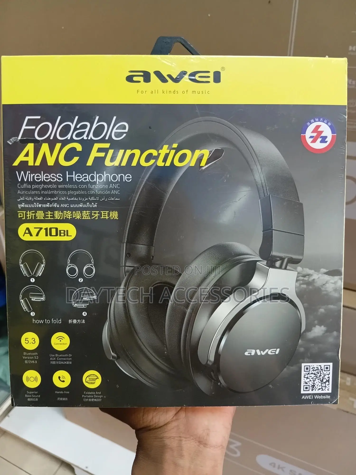 Awei Awei A710bl Bluetooth Headphones - Anc 300mah Battery - Black