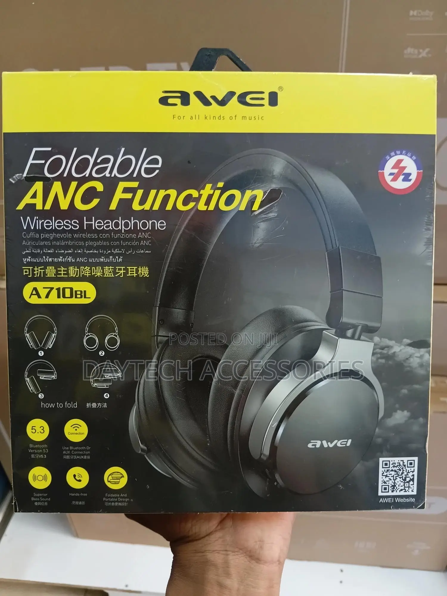 Awei Awei A710bl Bluetooth Headphones - Anc 300mah Battery - Black