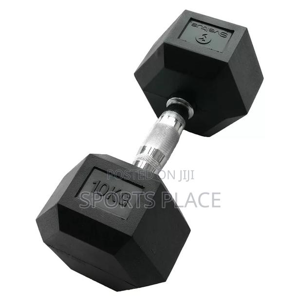 10kg Rubber Dumbell - Hexagonal - Single