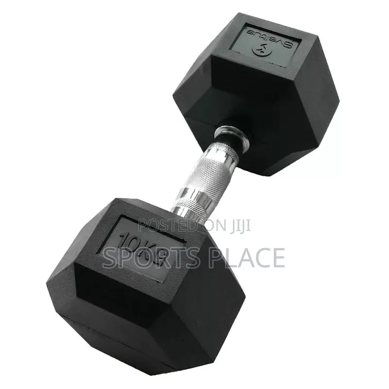 10kg Rubber Dumbell - Hexagonal - Double