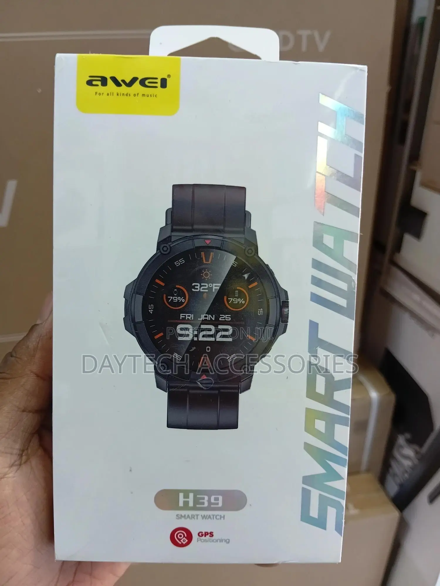 Awei H39 Smart Watch Featuring a Round Black Case and a 1.38" Display.