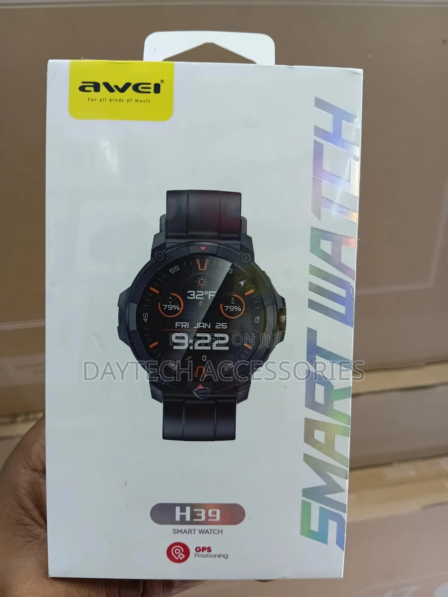 Awei H39 Smart Watch Featuring a Round Black Case and a 1.38" Display.