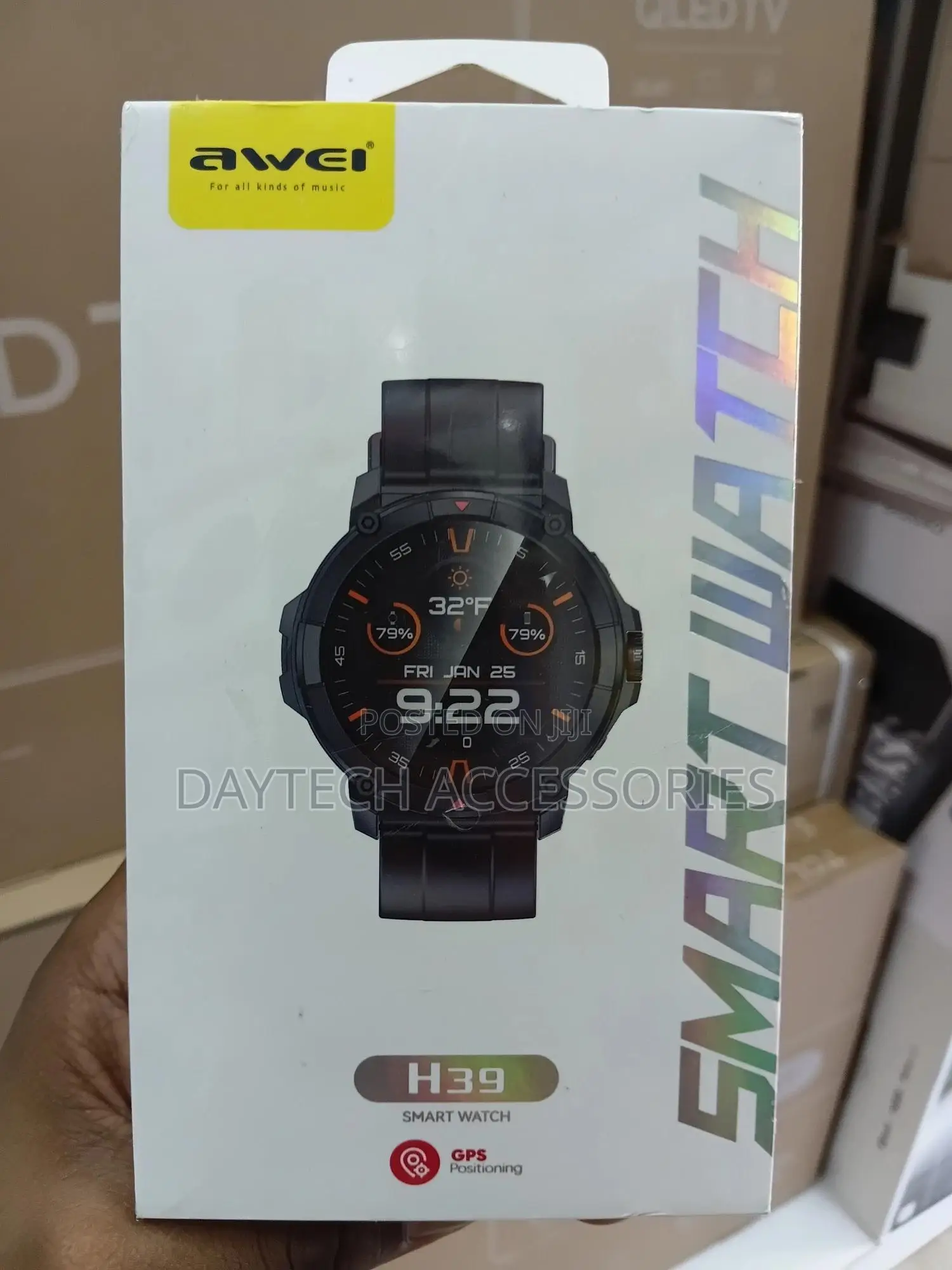 Awei H39 Smart Watch Featuring a Round Black Case and a 1.38" Display.