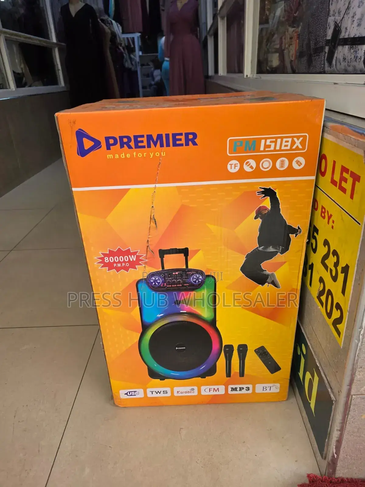Premier 15-Inch Rechargeable Bluetooth Trolley Speaker 