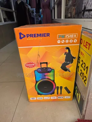 Premier 15-Inch Rechargeable Bluetooth Trolley Speaker 
