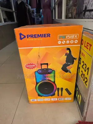 Premier 15-Inch Rechargeable Bluetooth Trolley Speaker 