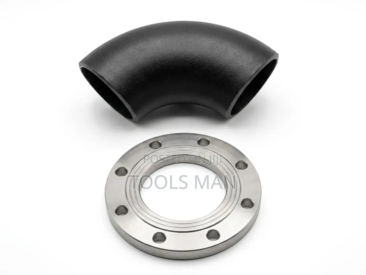 Industrial 90 Degree 4inch Elbow Pipe and Steel Flange Set.