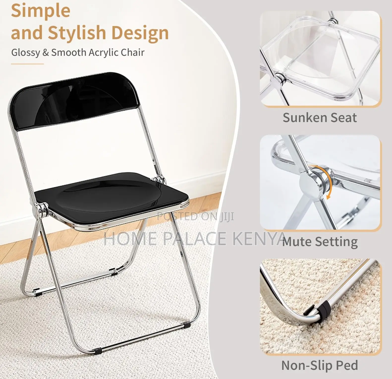 Acrylic Chair: Stackable Crystal Clear Folding Chair