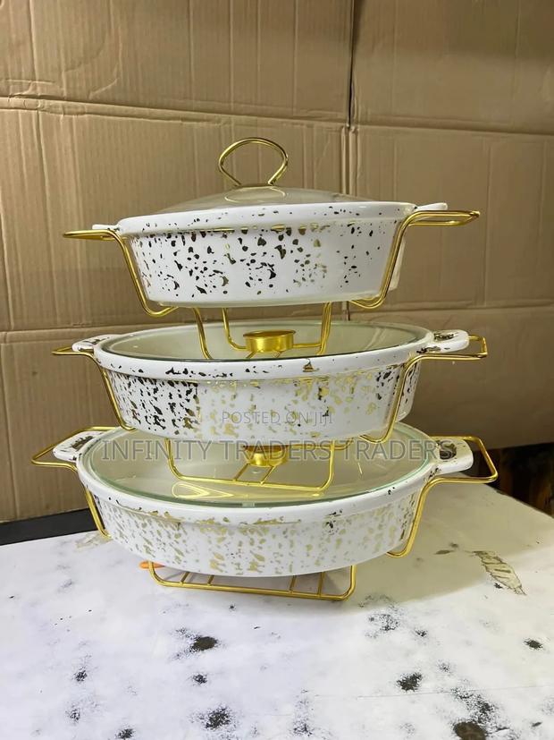 3 Pcs Ceramic Chaffing Dishes