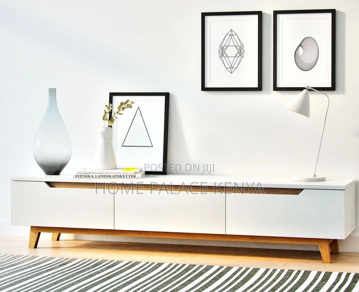 Tv Cabinet: White and Oak Scandinavian Tv Cabinet