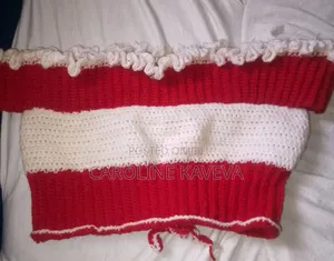 Red Velvet Off-Shoulder Crochet Top 