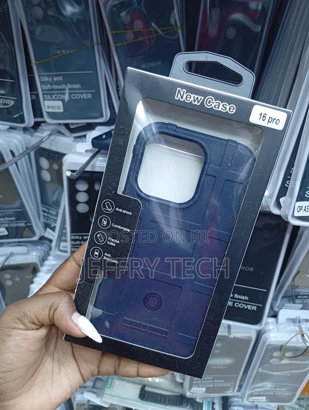 iPhone 16 Pro Distinctive Grid-Like Navy Blue Rugged Shield Phone Case - thumbnail 2