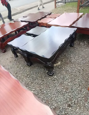 Modern Wooden Coffee Table With Matching Stools