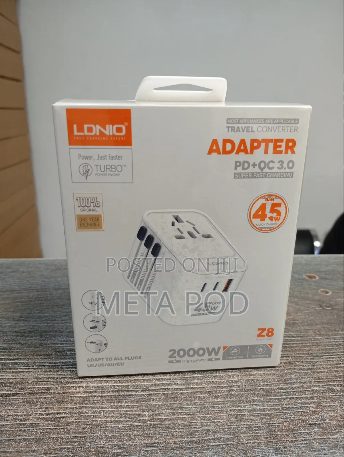 Ldnio Z8 45w Universal Gan Wall Plug Travel Adapter